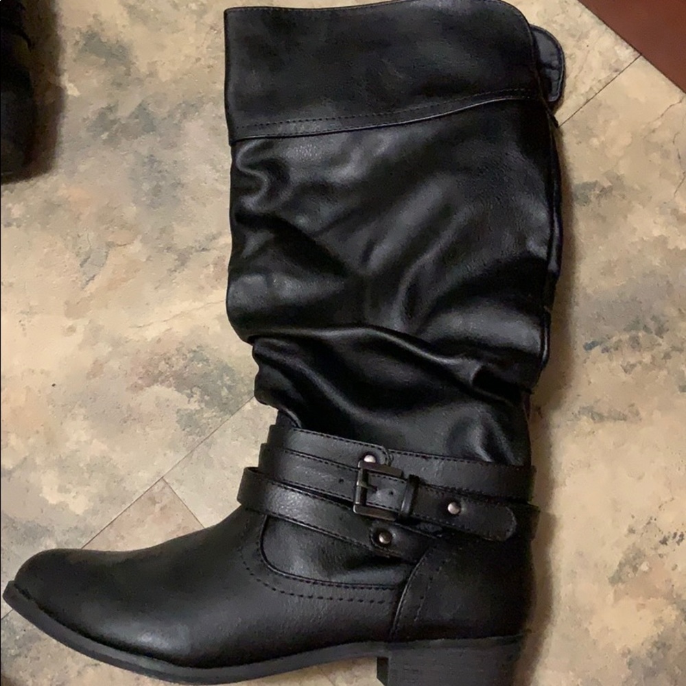 Long black boots 1.5 inch heel very comfortable